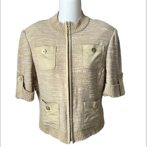 St John Women’s Wool Blend Evening Jacket Neutral Size Small